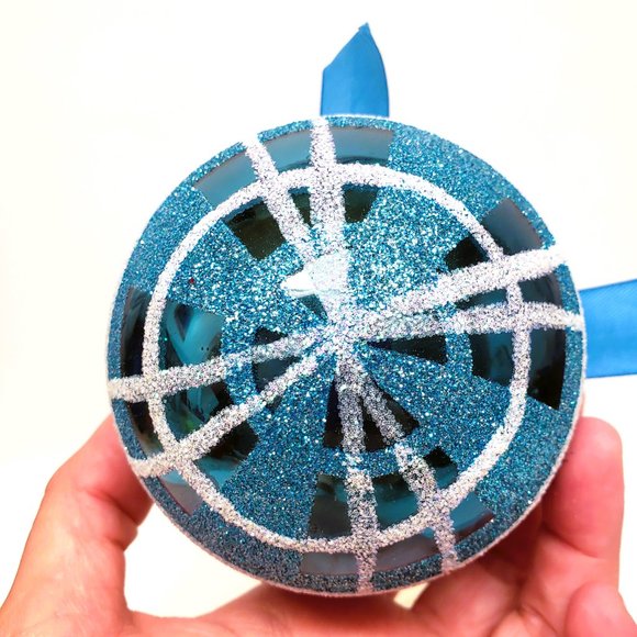 Let it Snow Best Dad Christmas Ornament Blue Glitter Pipe Bow 3.5" 2017 Walgreen - Picture 5 of 7